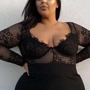 Plus size lace bodysuit